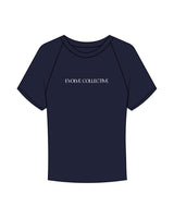 The Micro Rib Baby Tee - Navy - Evolve Collective - Center Chest - Printed - White