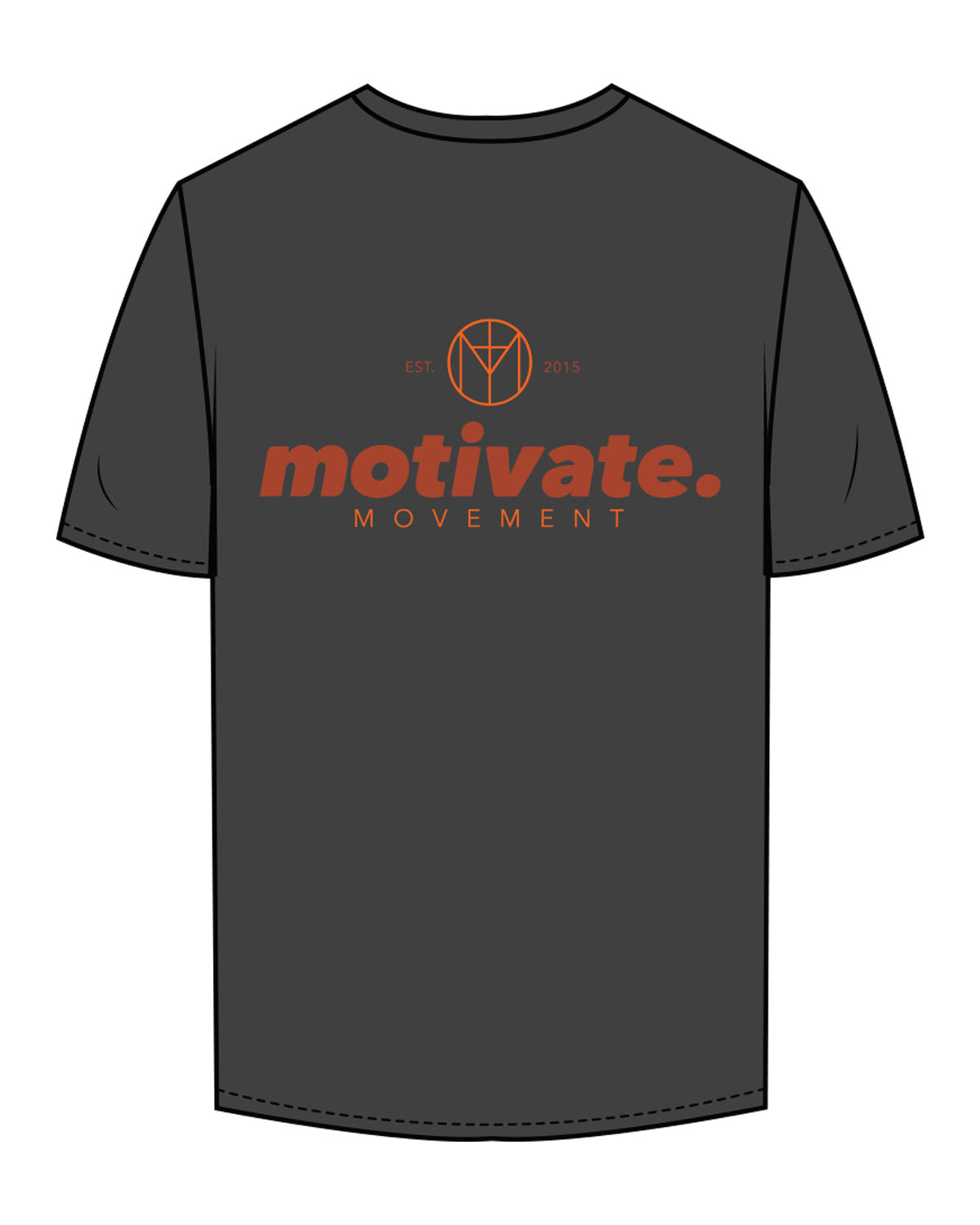 The Womens Tee - Charcoal - Motivate Movement - Left Chest & Back Stacked - Printed - Full Color