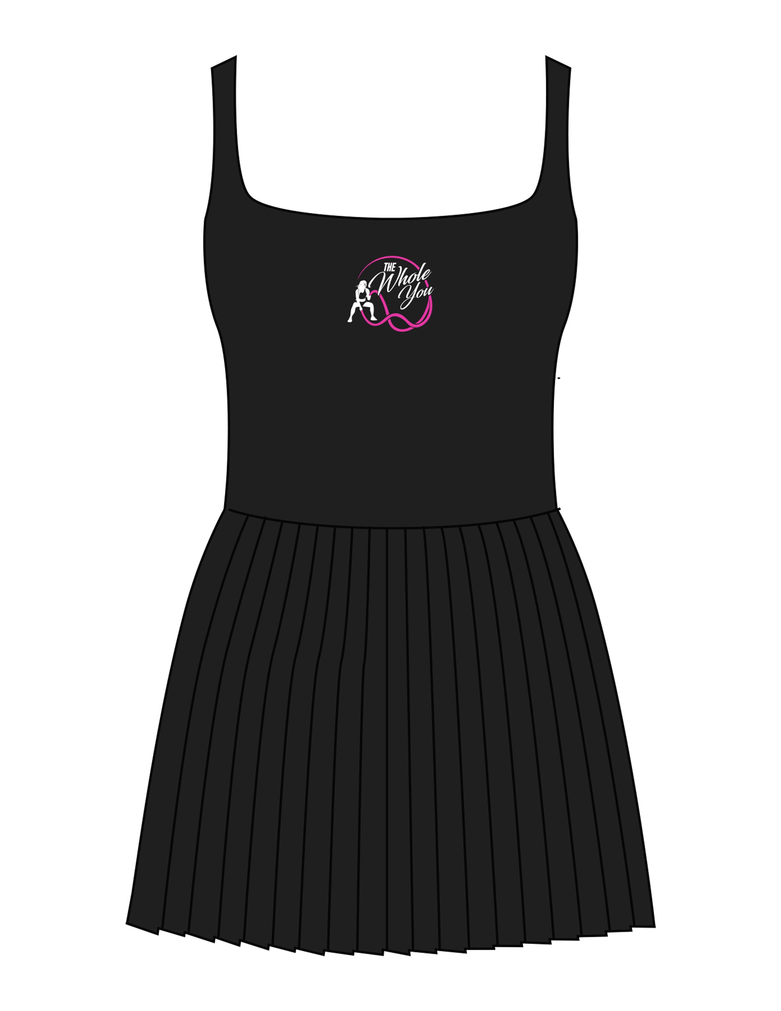 The Scoop Back Dress - Black - The Whole You Wellness - Center Chest - Printed - Full Color