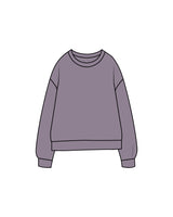 The Midweight Unisex Crewneck - Washed Plum - Drench - Center Back Logo & Back Neckline -  Printed - Off White