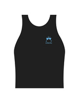 The Womens Active Crop Tank - Black - Powerhouse Fitness - Left Chest & Back Stacked - "Pilates - Printed - Teal