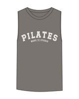 The Womens Heavyweight Tank - Washed Gray - Move Studio - Center Chest Arch Stacked - Printed - Washed Bone