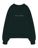The Mens Heavyweight Crewneck - Pine Green - The Platform Studio - Center Chest & Center Back - Printed - Off White