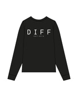 The Mens Long Sleeve - Black  - DiffEyewear - Left Chest logo & Back "DIFF" - Printed - White