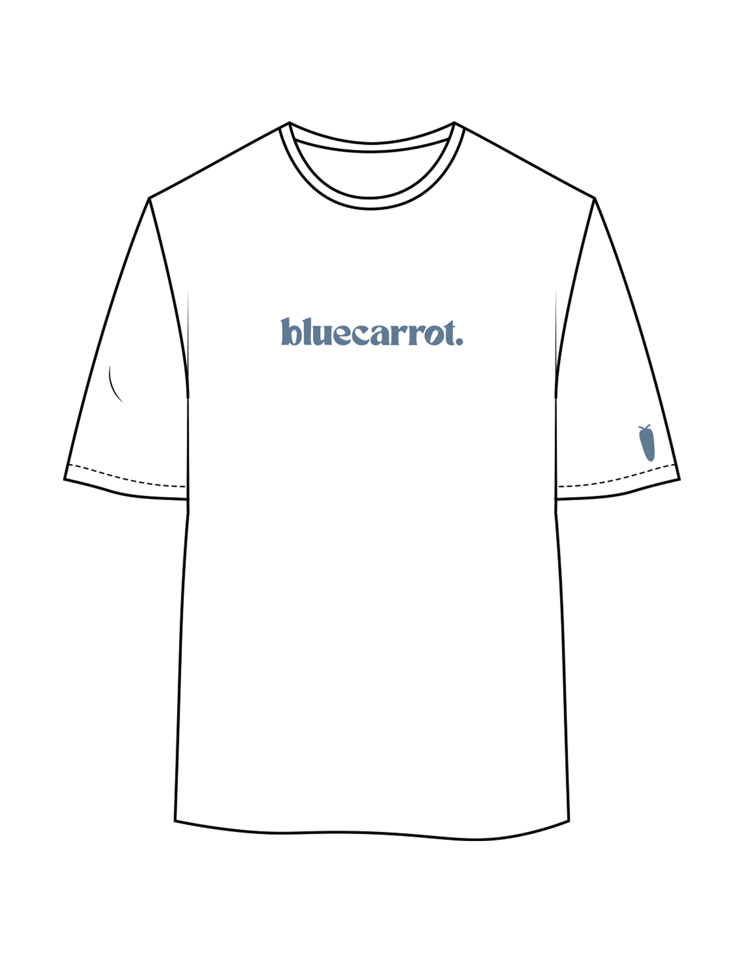 The Womens Oversized Tee - White - BlueCarrot - Center Chest & Left Sleeve - Printed - Blue