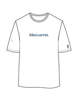 The Womens Oversized Tee - White - BlueCarrot - Center Chest & Left Sleeve - Printed - Blue