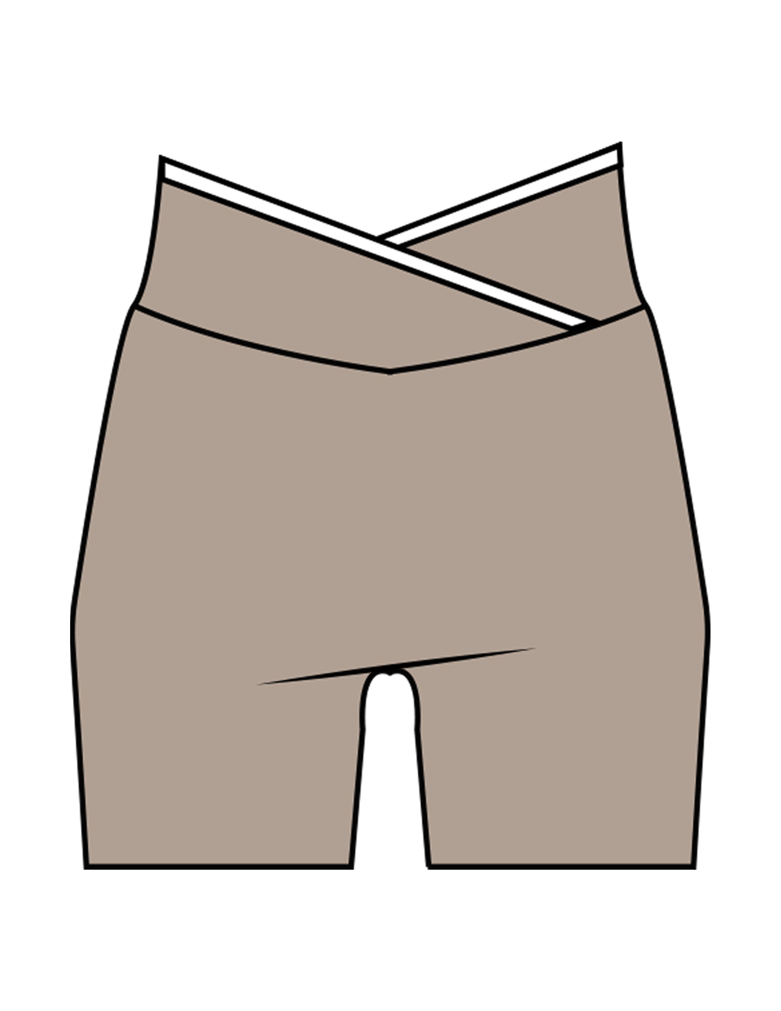 The Piped Crossover Short - Brown - The Refinery Fitness Studio - Center Back - Printed - White