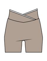 The Piped Crossover Short - Brown - The Refinery Fitness Studio - Center Back - Printed - White