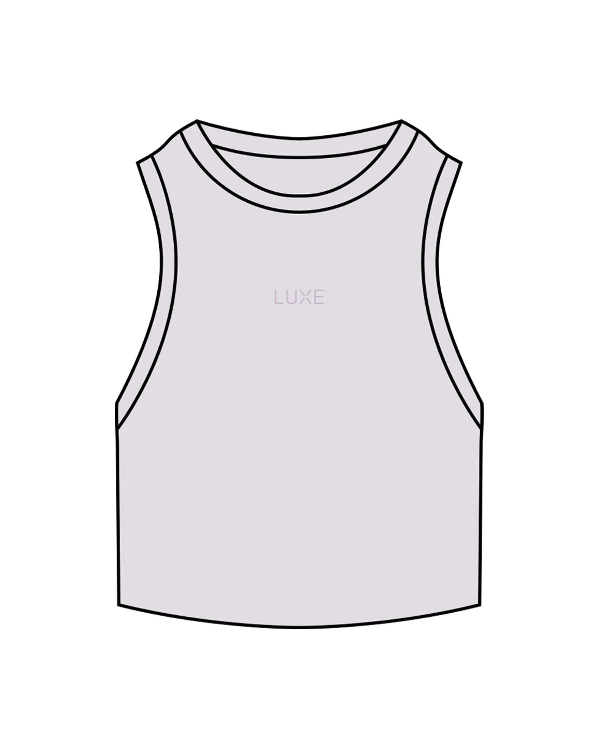 The Ribbed Crop Tank - Orchid - Lagree Luxe - Center Chest "LUXE" - Embroidered - Tone on Tone