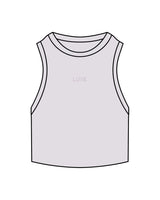 The Ribbed Crop Tank - Orchid - Lagree Luxe - Center Chest "LUXE" - Embroidered - Tone on Tone