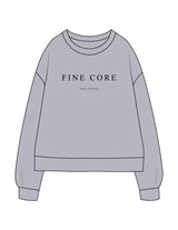 The Recycled Womens Crewneck - Heather - Fine Core Pilates - Center Chest Stacked - Printed - Black