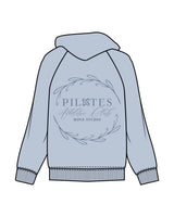 The Womens Hoodie - Powder - Move Studio - Left Chest Stacked & Back Full - Printed - Tone on Tone