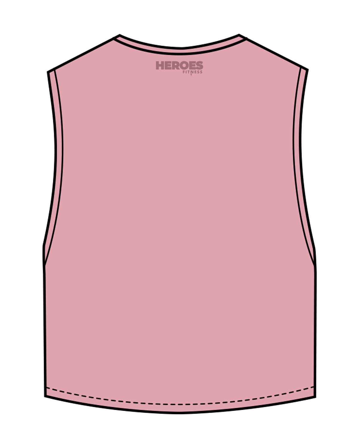 The Crop Muscle Tank - Bubblegum - Heroes Fitness - Center Chest "TRAINER" & Back Neckline - Printed - White