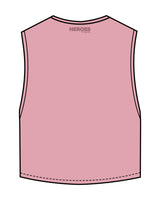 The Crop Muscle Tank - Bubblegum - Heroes Fitness - Center Chest "TRAINER" & Back Neckline - Printed - White