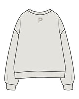 The Womens Crewneck - Washed Bone - The Platform Studio - Center Chest & Center Back Neckline - Printed - Tone on Tone