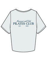 The Crop Tee - Seafoam - Movement With Chels - Left Chest & Back Stacked - Printed - Dark Blue