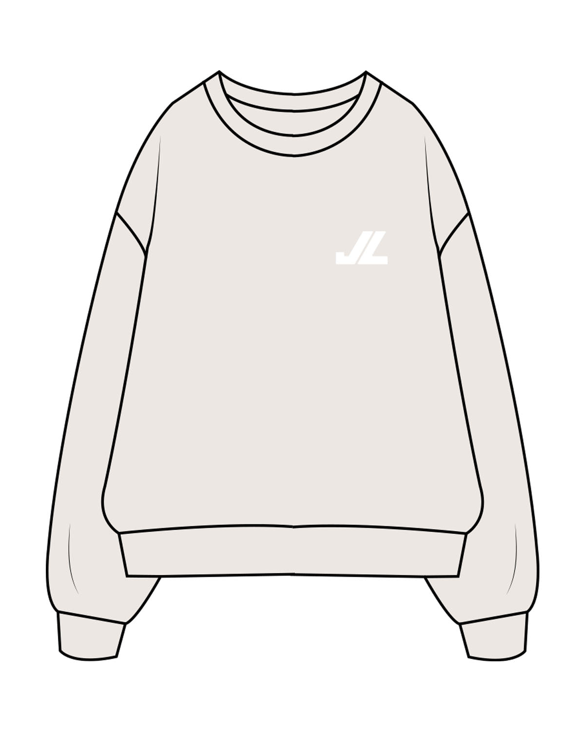 The Mens Crewneck - Bone - JL Marketing - Left Chest - Printed - White