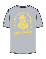 The Mens Tee - Smoke - Try Smile Collective - Center Chest & Back Bear - Printed - Light Yellow