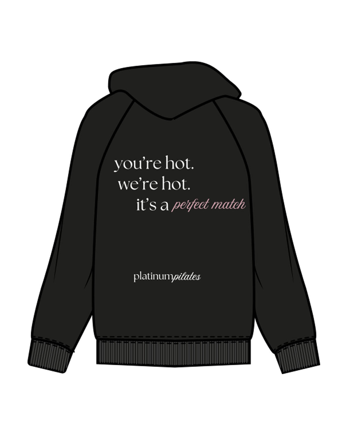 The Womens Hoodie - Black - Platinum Pilates - Left Chest & Back Chest - Printed - Full Color
