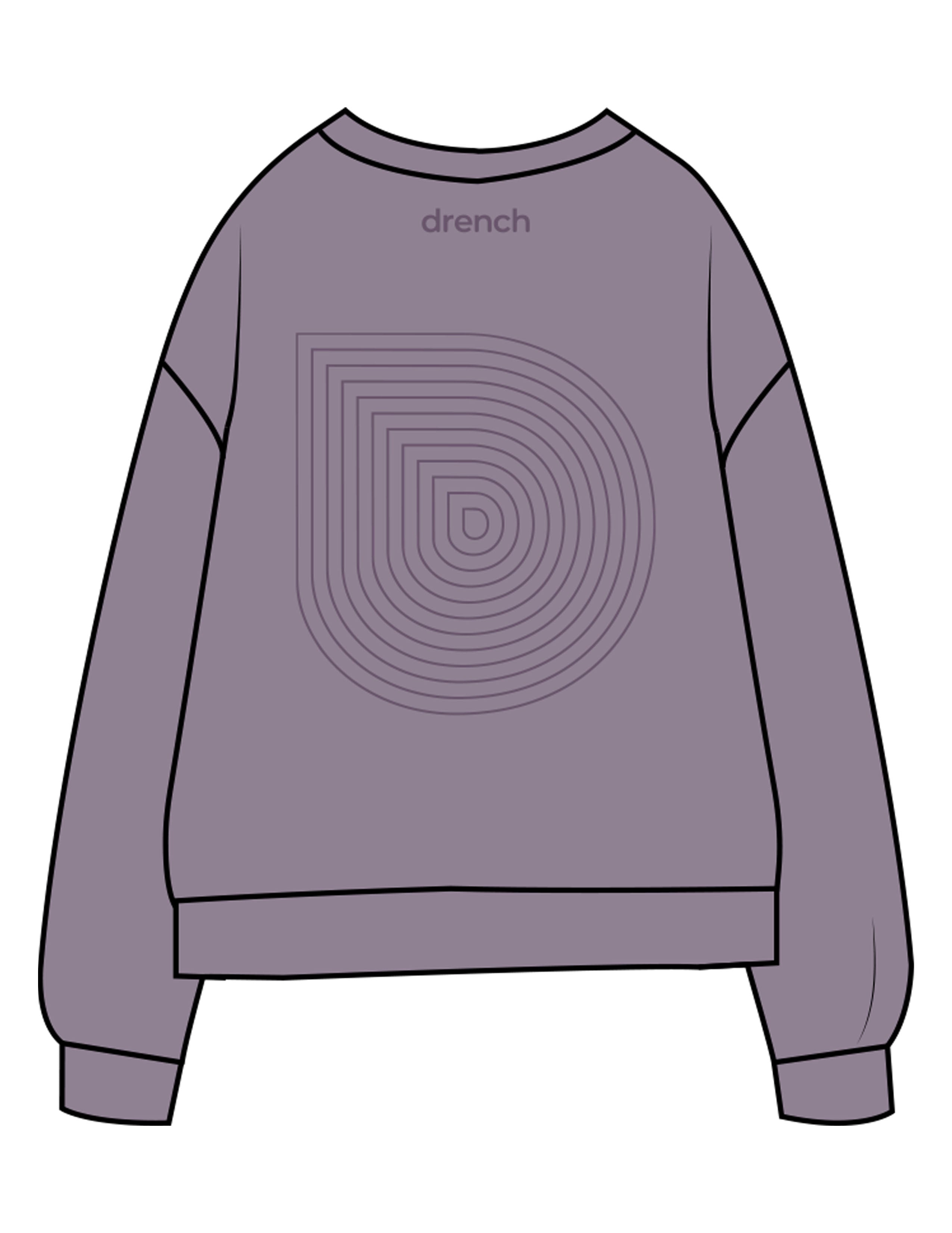 The Midweight Unisex Crewneck - Washed Plum - Drench - Full Back - Printed - Tone on Tone