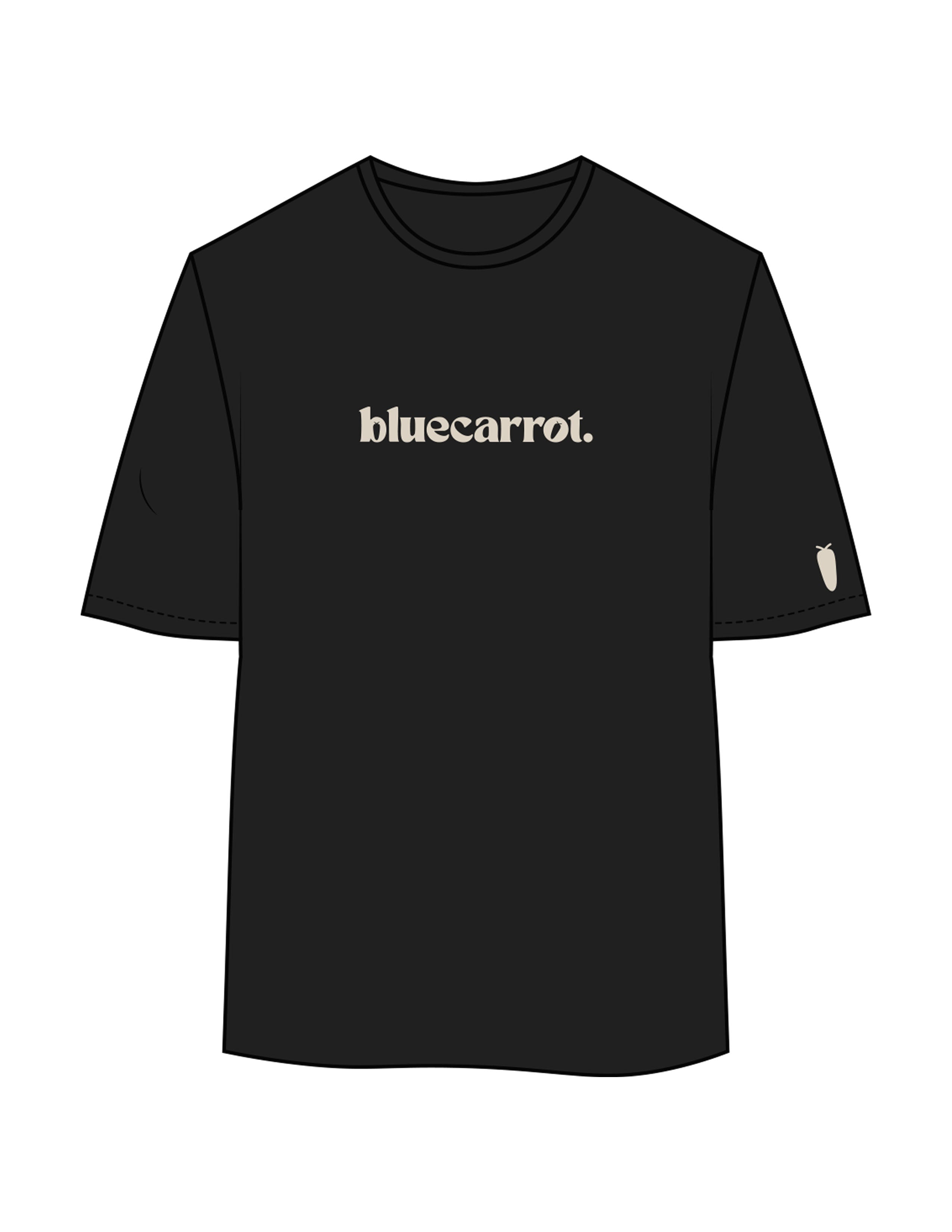 The Womens Oversized Tee - Black - BlueCarrot - Center Chest & Left Sleeve - Printed - Beige