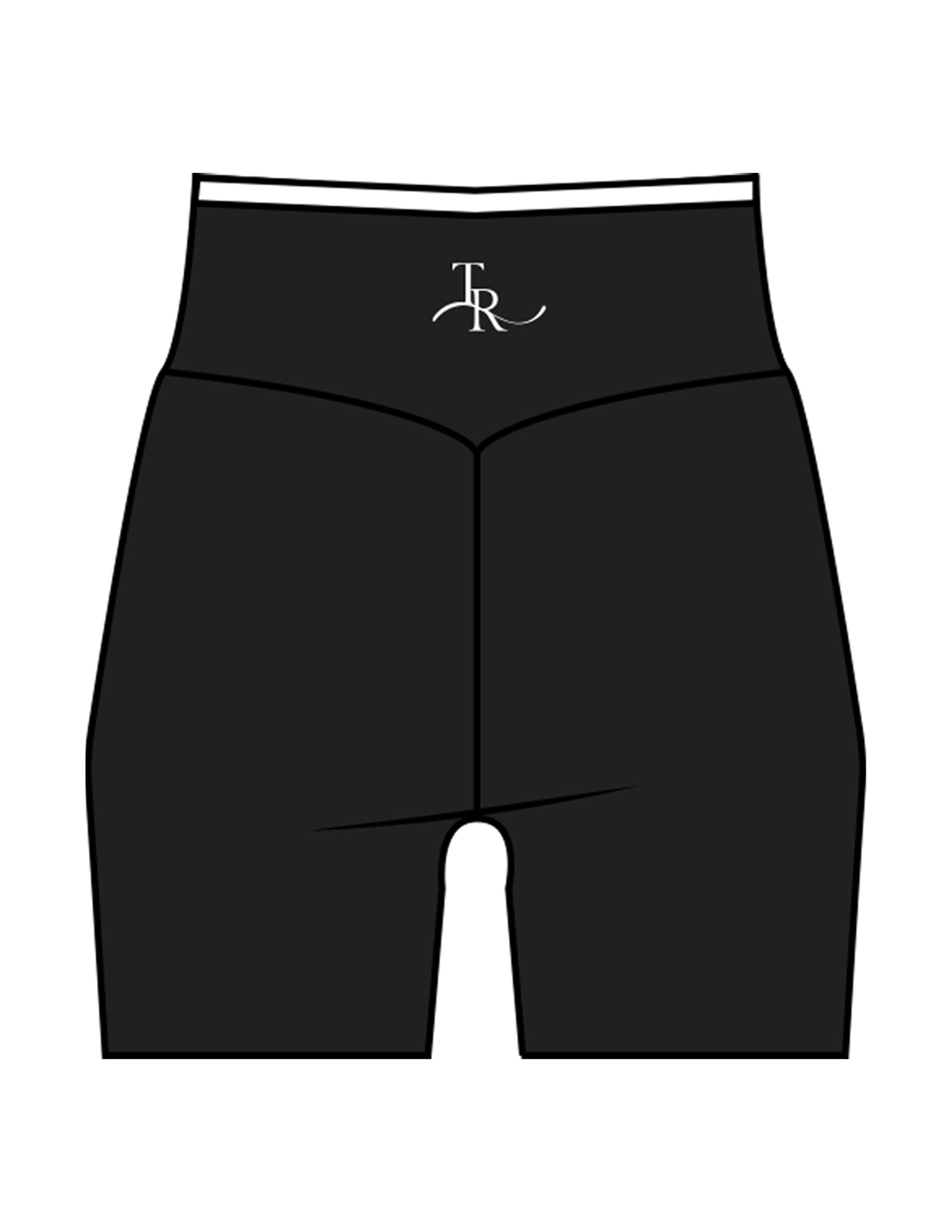 The Piped Crossover Short - Black - The Refinery Fitness Studio - Center Back - Printed - White