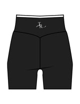 The Piped Crossover Short - Black - The Refinery Fitness Studio - Center Back - Printed - White
