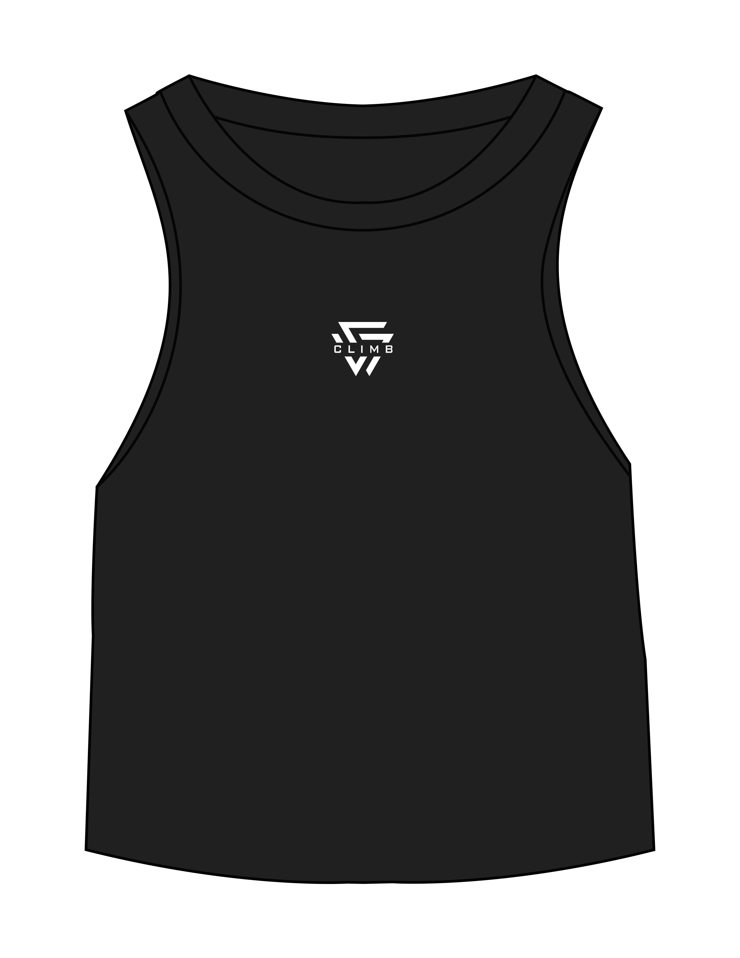 The Micro Rib Racer Crop - Black - LVL - Center Chest Layered - Printed - White