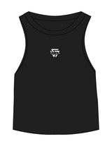The Micro Rib Racer Crop - Black - LVL - Center Chest Layered - Printed - White