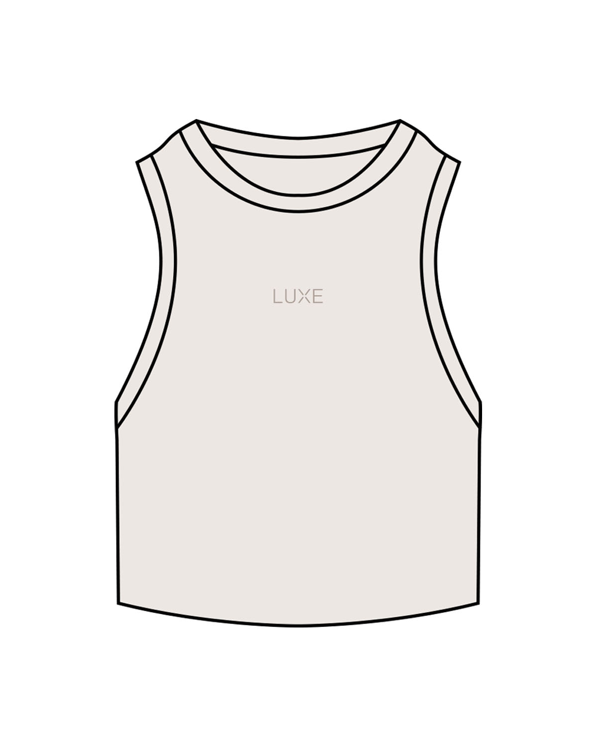 The Ribbed Crop Tank - Bone - Lagree Luxe - Center Chest "LUXE" - Embroidered - Tone on Tone