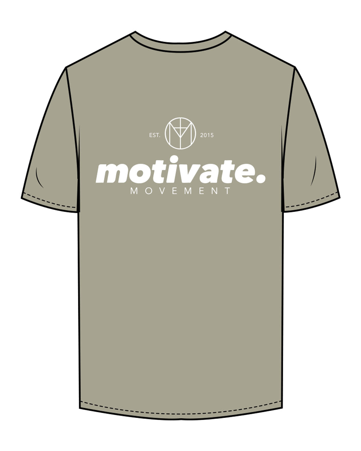 The Womens Tee - Eucalyptus - Motivate Movement - Left Chest & Back Stacked - Printed - White