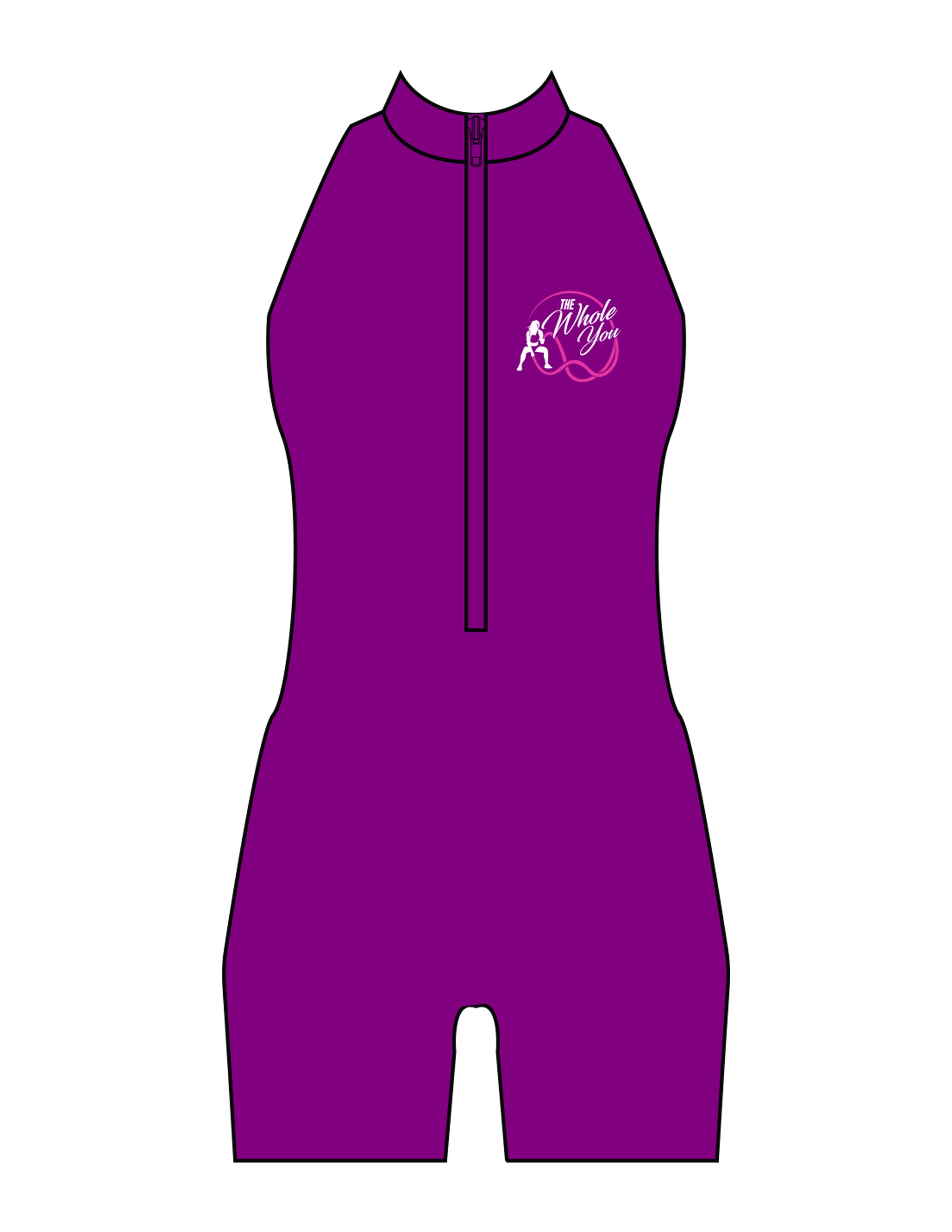 The High Neck Zip Jumpsuit - Purple - The Whole You Wellness - Left Chest - Printed - Full Color