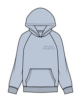 The Womens Hoodie - Powder - Move Studio - Left Chest Stacked & Back Full - Printed - Tone on Tone