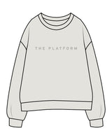 The Womens Crewneck - Washed Bone - The Platform Studio - Center Chest & Center Back Neckline - Printed - Tone on Tone
