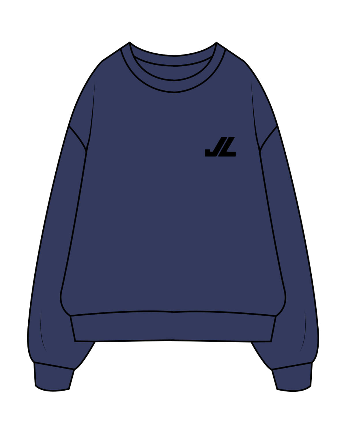 The Mens Crewneck - Cobalt - JL Marketing - Left Chest - Printed - Black
