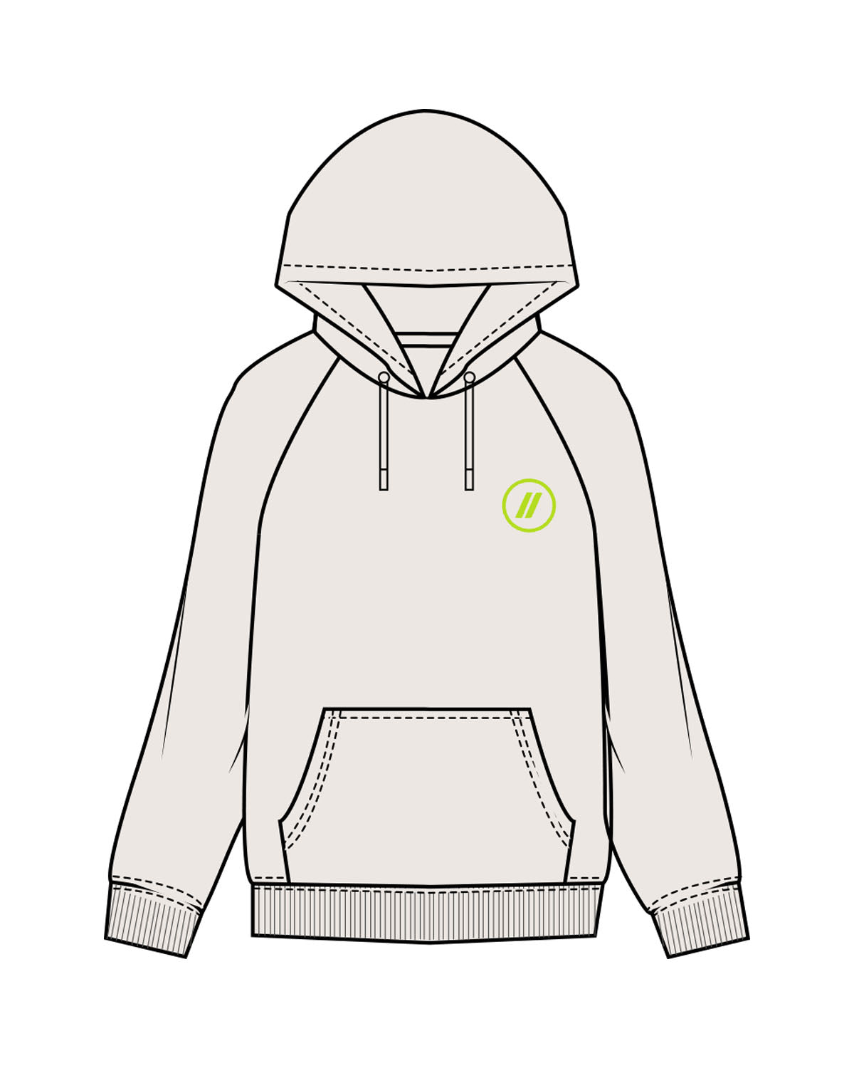 The Mens Heavyweight Hoodie - Bone - Blenders - Left Chest & Back "PACIFIC BEACH" - Printed - Full Color