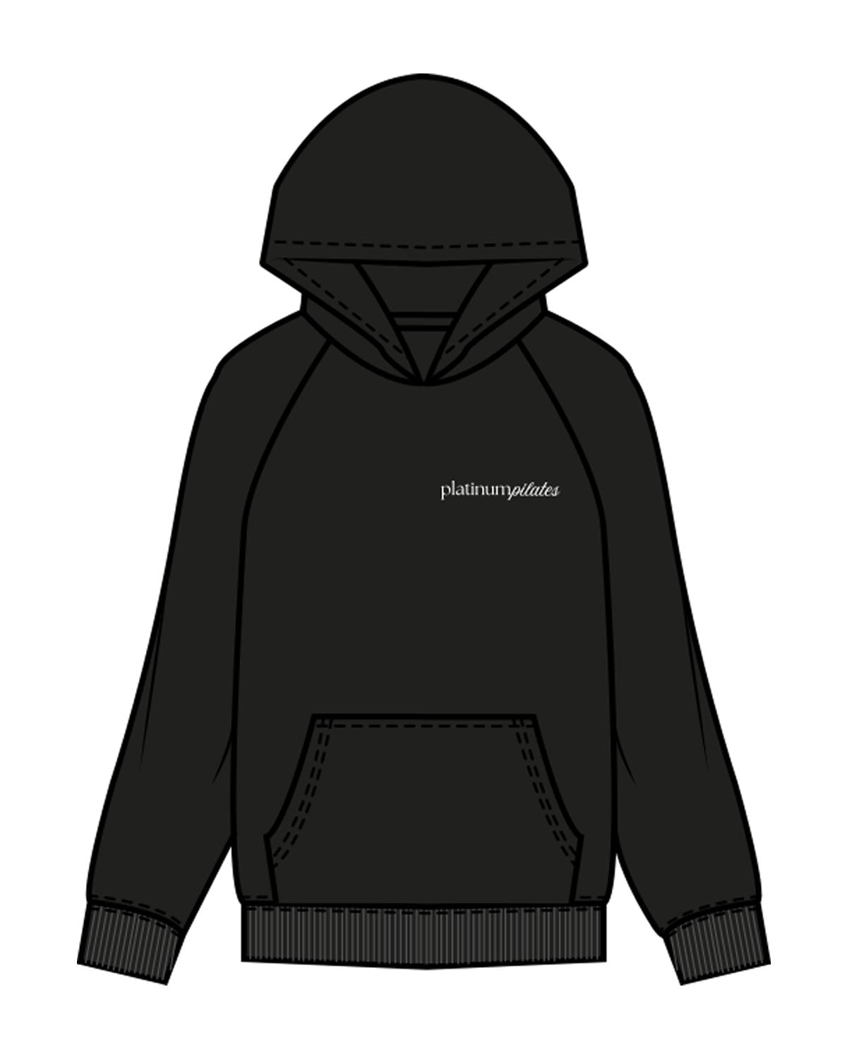 The Womens Hoodie - Black - Platinum Pilates - Left Chest & Back Chest - Printed - Full Color