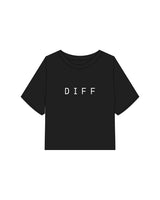 THE OVERSIZED CROP TEE - Black - DiffEyewear - Chest "DIFF" - Printed - White