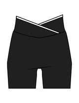 The Piped Crossover Short - Black - The Refinery Fitness Studio - Center Back - Printed - White