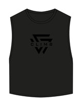 The Crop Muscle Tank - Black - LVL - Center Chest Layered - Printed - Tone on Tone