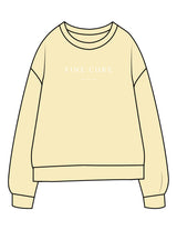 The Midweight Unisex Crewneck - Washed Yellow - Fine Core Pilates - Center Chest Stacked - Printed - White