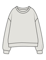 The Womens Crewneck - Washed Bone - Movement Pilates Buffalo - Back Stacked - Printed - Black