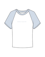 The Micro Rib Baby Tee - White / Baby Blue - Evolve Collective - Center Chest - Printed - Baby Blue