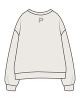 The Womens Crewneck - Bone - The Platform Studio - Center Chest & Center Back Neckline - Printed - Tone on Tone