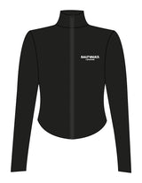 The 3/4 Crop Zip Jacket - Black - Saltvault Location - Left Chest Stacked - Printed - White