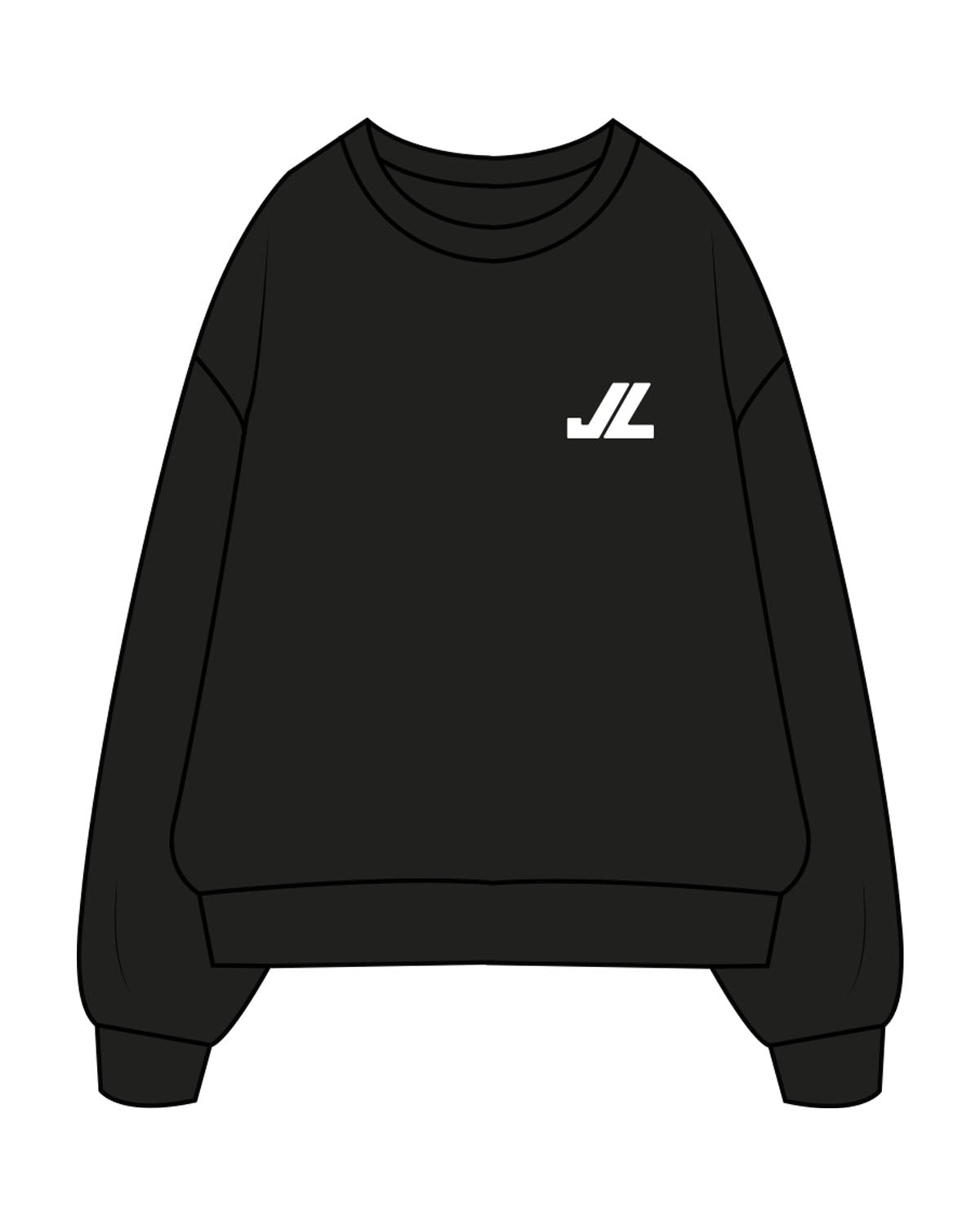 The Mens Crewneck - Black - Left Chest - Printed - White