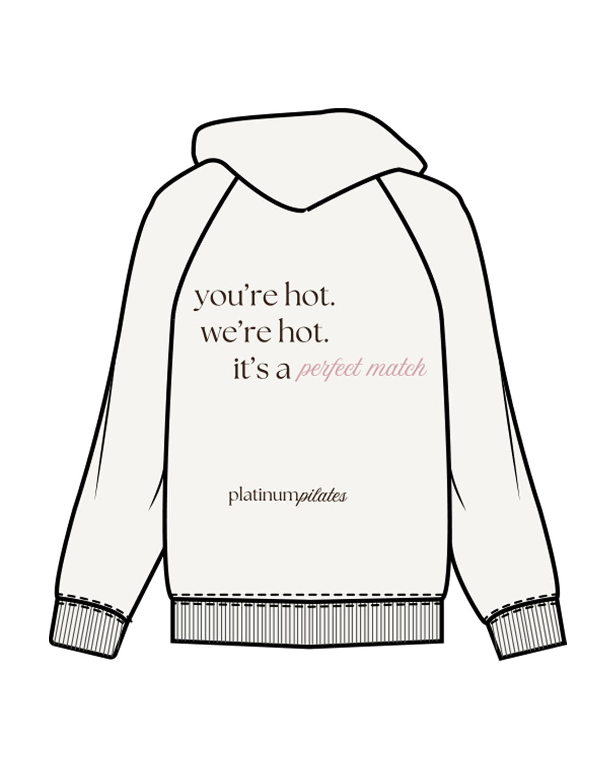 The Womens Hoodie - Off White - Platinum Pilates - Left Chest & Back Stacked - Printed - Full Color
