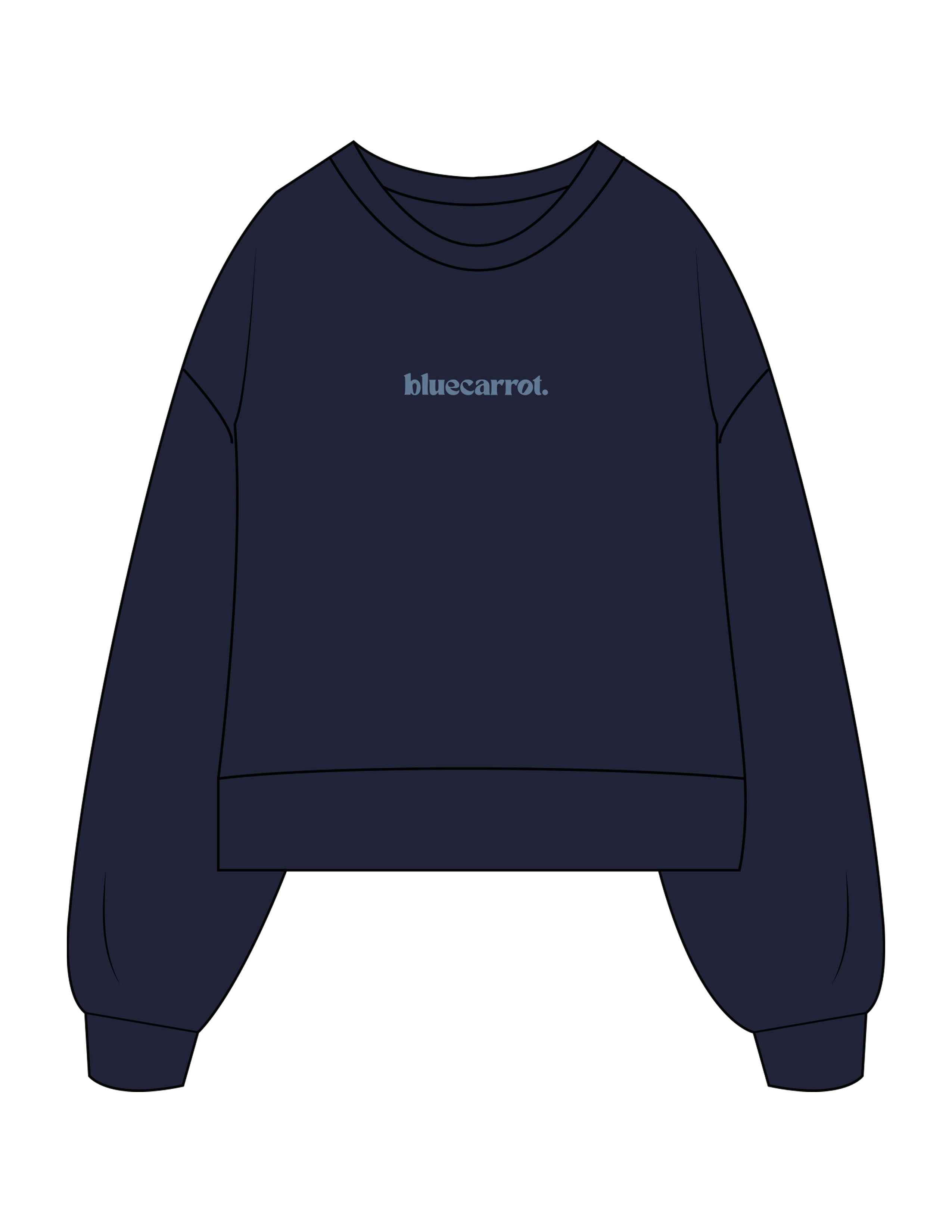 The Womens Heavyweight Crop - Navy - BlueCarrot - Center Chest - Printed - Blue