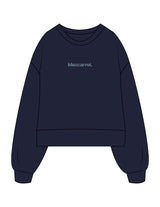 The Womens Heavyweight Crop - Navy - BlueCarrot - Center Chest - Printed - Blue