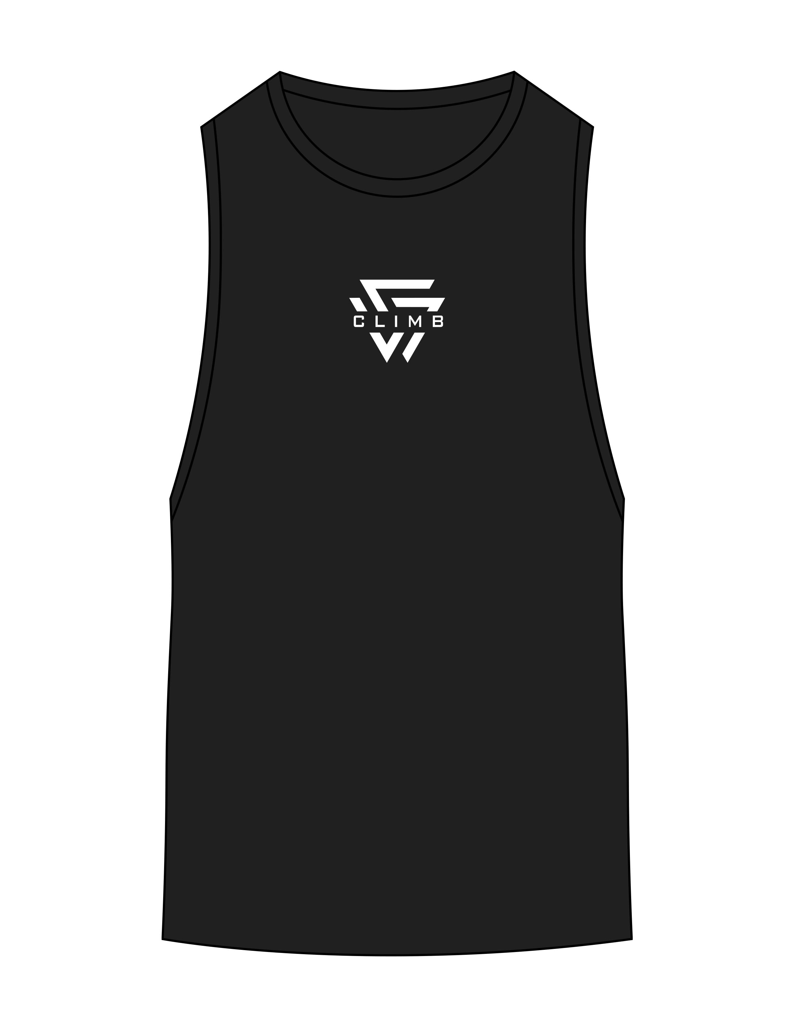 The Scoop Muscle Tank - Black - LVL - Center Chest Layered - Printed - White